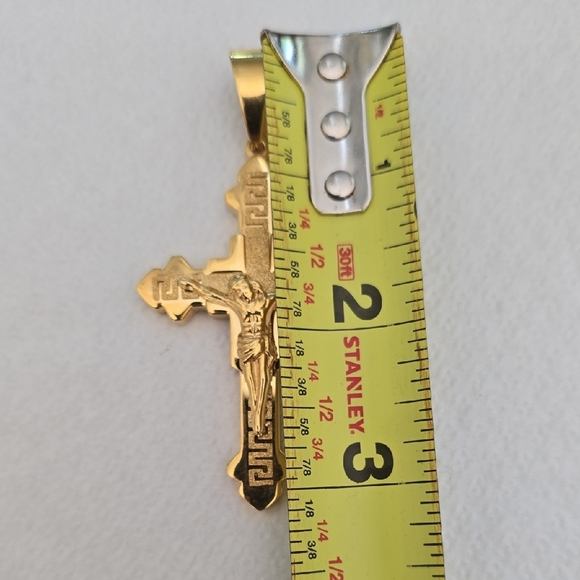 Stainless Steel Goldtone Cross Pendant - Picture 7 of 8